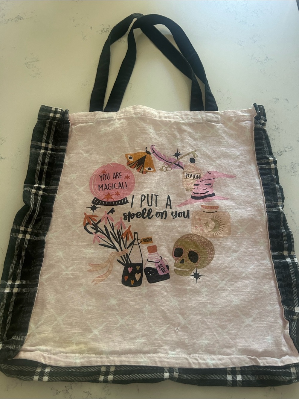 Pink Magical Spell Tote Bag with Black Trim